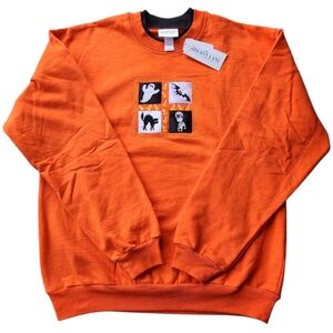 Liberty Lane Womens Medium Pullover Crew Neck Halloween Bat Cat Ghost Sweatshirt